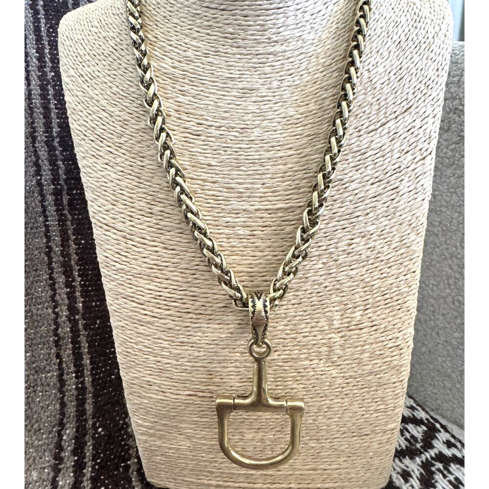 Snaffle Bit Necklace Gold Equestrian Statement Cowgirl Chic